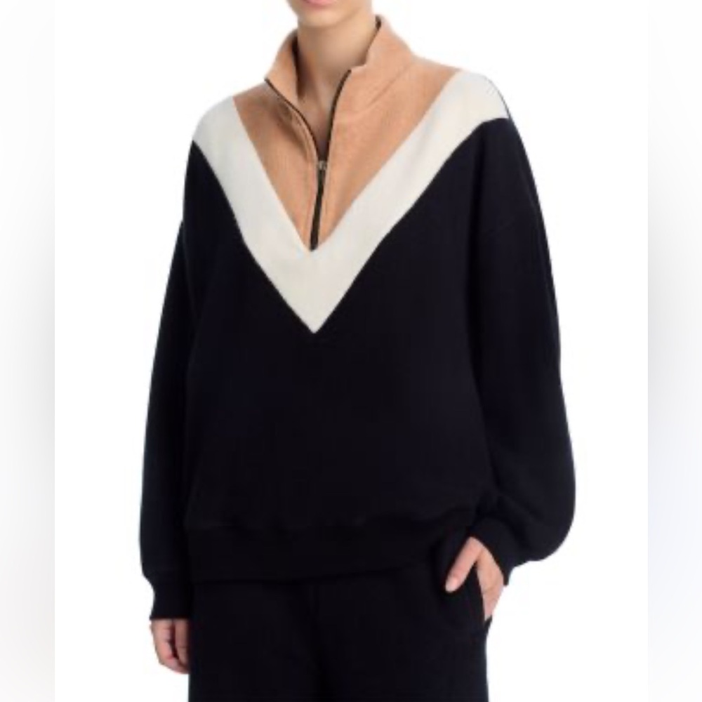 The Great Colorblock Plush Chalet Sweatshirt Quarter Zip Mock Neck Size 3 Large